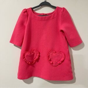 Janie and Jack The Quilted Heart Dress Bright Pink Size 2